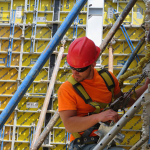 construction worker in harness